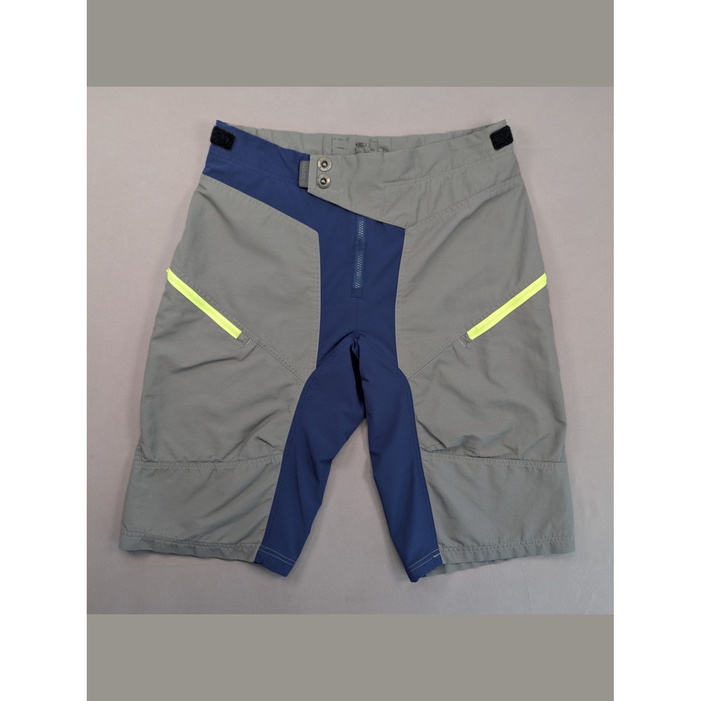 Sombrio Men's Large Gray Blue Mountain Bike MTB Cycling Shorts Neon Zip Pockets